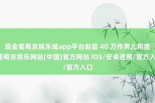 现金葡萄京娱乐城app平台赵留 40 万作男儿用度-葡萄京娱乐网站(中国)官方网站 IOS/安卓通用/官方入口