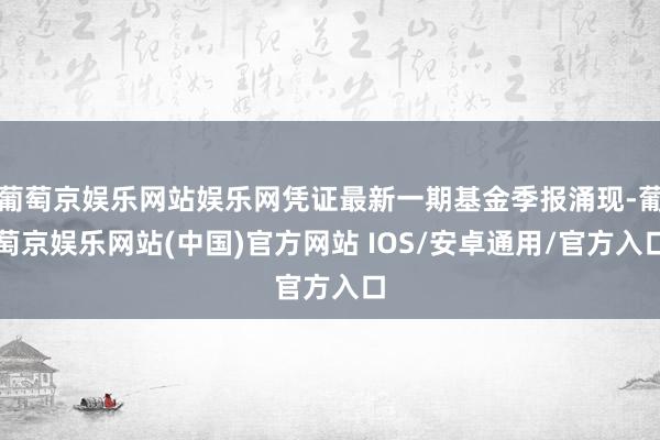 葡萄京娱乐网站娱乐网凭证最新一期基金季报涌现-葡萄京娱乐网站(中国)官方网站 IOS/安卓通用/官方入口