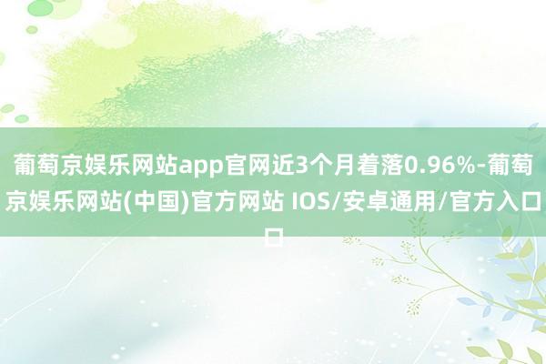 葡萄京娱乐网站app官网近3个月着落0.96%-葡萄京娱乐网站(中国)官方网站 IOS/安卓通用/官方入口